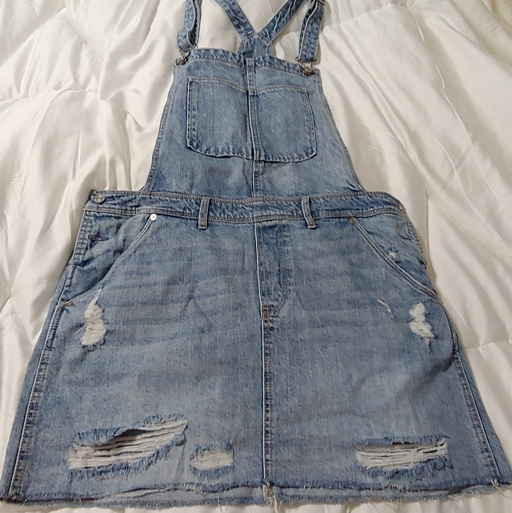 H&M denim overalls mini dress